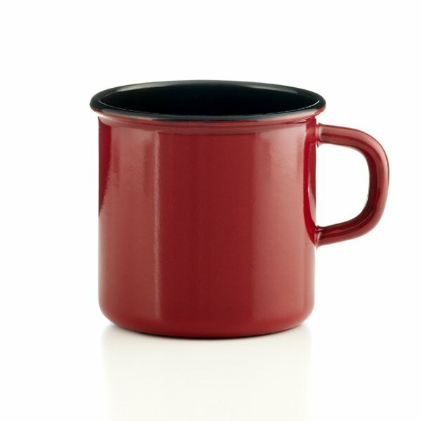 Riess Tasse Emaille Topf mit Bördel Color rot